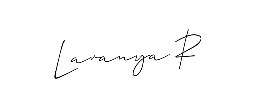 Create a beautiful signature design for name Lavanya R. With this signature (Allison_Script) fonts, you can make a handwritten signature for free. Lavanya R signature style 2 images and pictures png