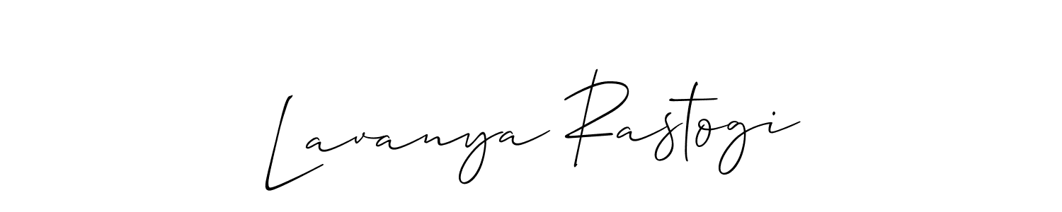 How to make Lavanya Rastogi signature? Allison_Script is a professional autograph style. Create handwritten signature for Lavanya Rastogi name. Lavanya Rastogi signature style 2 images and pictures png