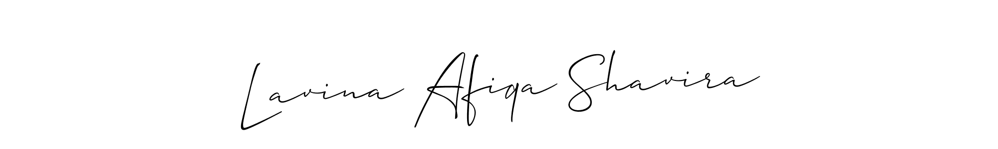 It looks lik you need a new signature style for name Lavina Afiqa Shavira. Design unique handwritten (Allison_Script) signature with our free signature maker in just a few clicks. Lavina Afiqa Shavira signature style 2 images and pictures png