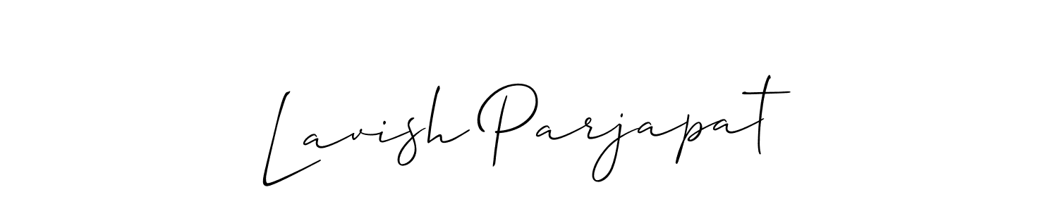 The best way (Allison_Script) to make a short signature is to pick only two or three words in your name. The name Lavish Parjapat include a total of six letters. For converting this name. Lavish Parjapat signature style 2 images and pictures png
