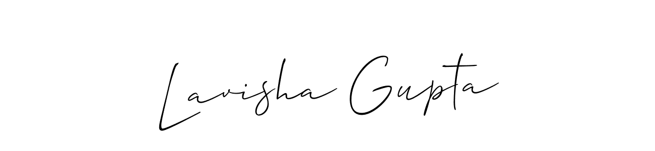 The best way (Allison_Script) to make a short signature is to pick only two or three words in your name. The name Lavisha Gupta include a total of six letters. For converting this name. Lavisha Gupta signature style 2 images and pictures png