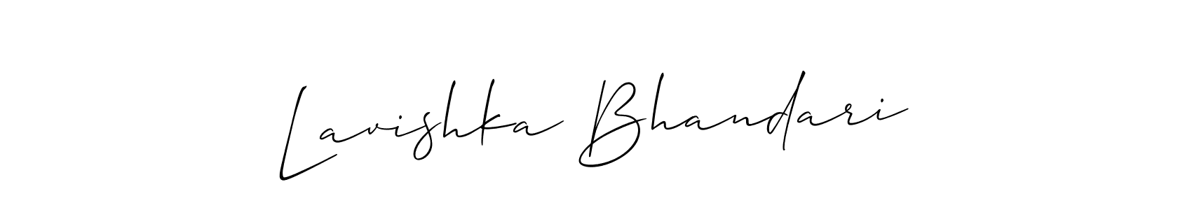 Also You can easily find your signature by using the search form. We will create Lavishka Bhandari name handwritten signature images for you free of cost using Allison_Script sign style. Lavishka Bhandari signature style 2 images and pictures png