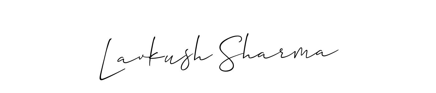 The best way (Allison_Script) to make a short signature is to pick only two or three words in your name. The name Lavkush Sharma include a total of six letters. For converting this name. Lavkush Sharma signature style 2 images and pictures png