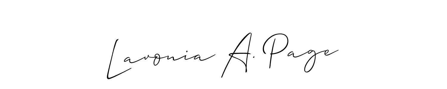 Make a short Lavonia A. Page signature style. Manage your documents anywhere anytime using Allison_Script. Create and add eSignatures, submit forms, share and send files easily. Lavonia A. Page signature style 2 images and pictures png