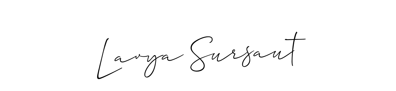 The best way (Allison_Script) to make a short signature is to pick only two or three words in your name. The name Lavya Sursaut include a total of six letters. For converting this name. Lavya Sursaut signature style 2 images and pictures png