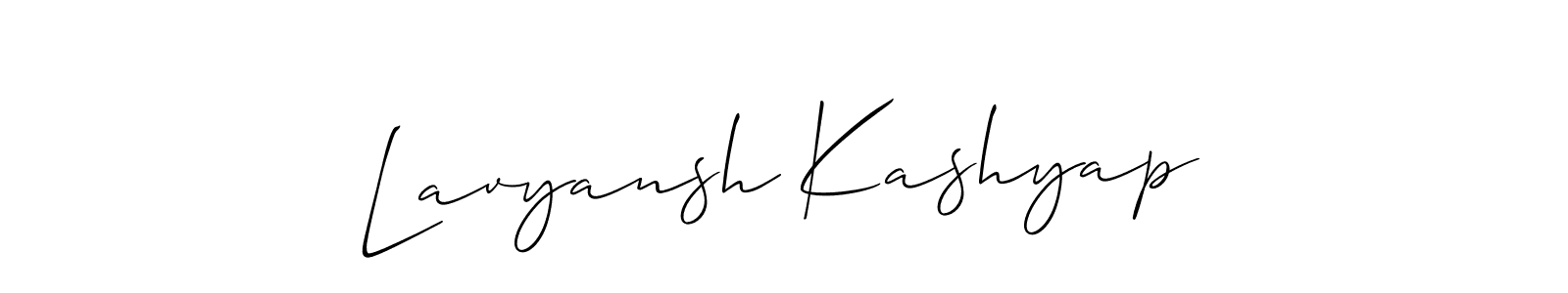 Allison_Script is a professional signature style that is perfect for those who want to add a touch of class to their signature. It is also a great choice for those who want to make their signature more unique. Get Lavyansh Kashyap name to fancy signature for free. Lavyansh Kashyap signature style 2 images and pictures png