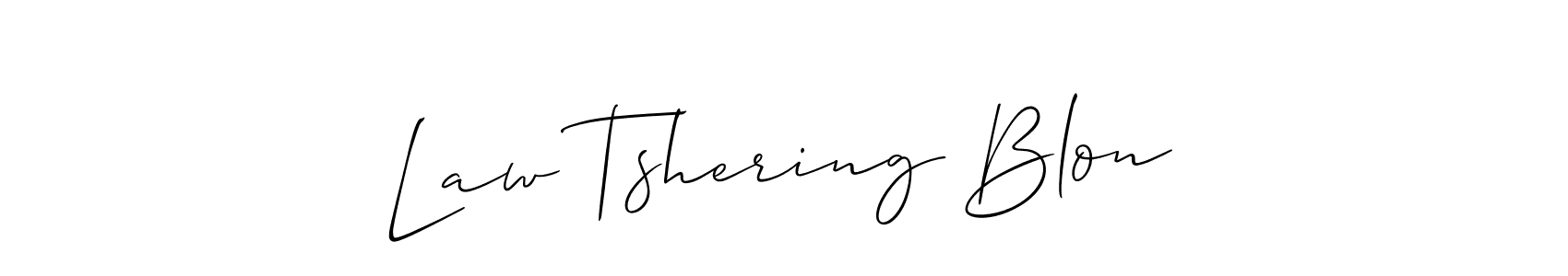 Similarly Allison_Script is the best handwritten signature design. Signature creator online .You can use it as an online autograph creator for name Law Tshering Blon. Law Tshering Blon signature style 2 images and pictures png