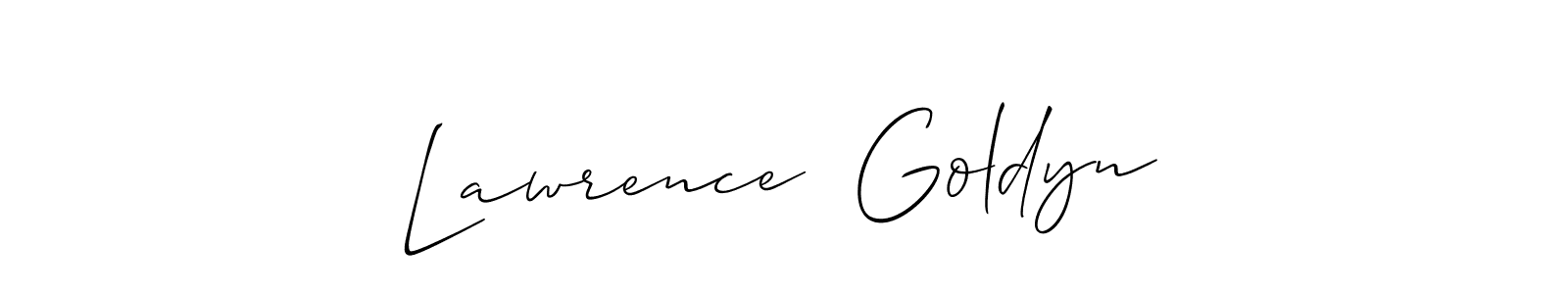 The best way (Allison_Script) to make a short signature is to pick only two or three words in your name. The name Lawrence  Goldyn include a total of six letters. For converting this name. Lawrence  Goldyn signature style 2 images and pictures png