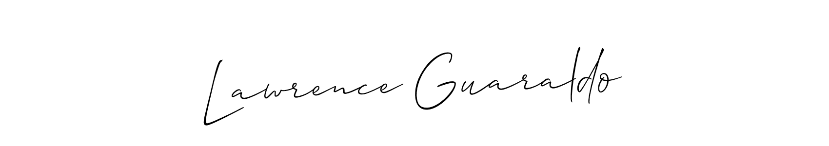 You should practise on your own different ways (Allison_Script) to write your name (Lawrence Guaraldo) in signature. don't let someone else do it for you. Lawrence Guaraldo signature style 2 images and pictures png