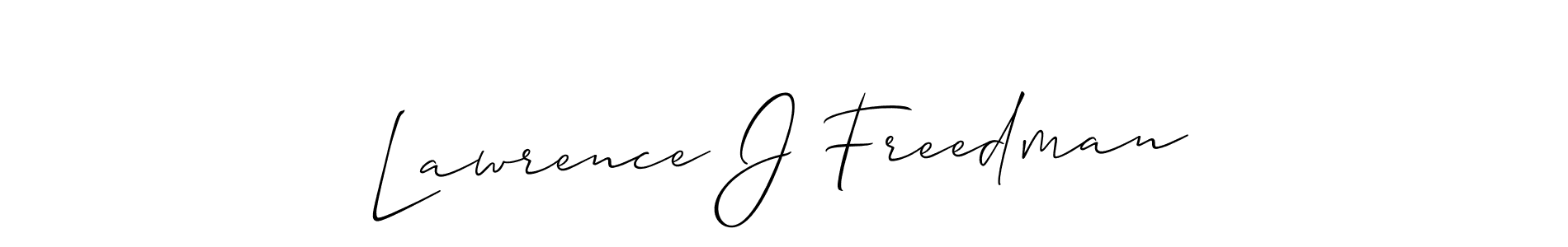 How to make Lawrence J Freedman name signature. Use Allison_Script style for creating short signs online. This is the latest handwritten sign. Lawrence J Freedman signature style 2 images and pictures png