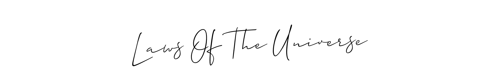 Allison_Script is a professional signature style that is perfect for those who want to add a touch of class to their signature. It is also a great choice for those who want to make their signature more unique. Get Laws Of The Universe name to fancy signature for free. Laws Of The Universe signature style 2 images and pictures png