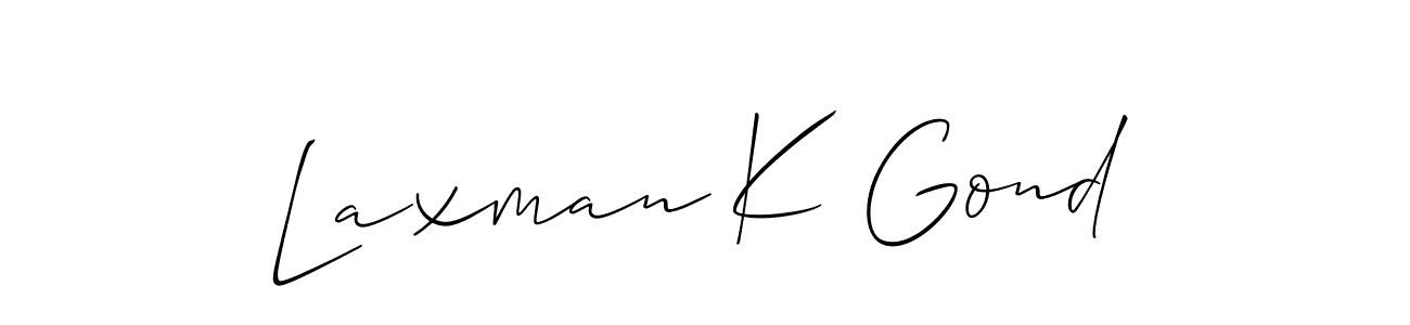 Design your own signature with our free online signature maker. With this signature software, you can create a handwritten (Allison_Script) signature for name Laxman K Gond. Laxman K Gond signature style 2 images and pictures png