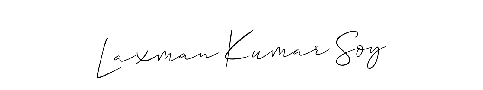 The best way (Allison_Script) to make a short signature is to pick only two or three words in your name. The name Laxman Kumar Soy include a total of six letters. For converting this name. Laxman Kumar Soy signature style 2 images and pictures png