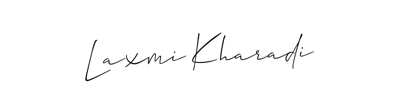 It looks lik you need a new signature style for name Laxmi Kharadi. Design unique handwritten (Allison_Script) signature with our free signature maker in just a few clicks. Laxmi Kharadi signature style 2 images and pictures png