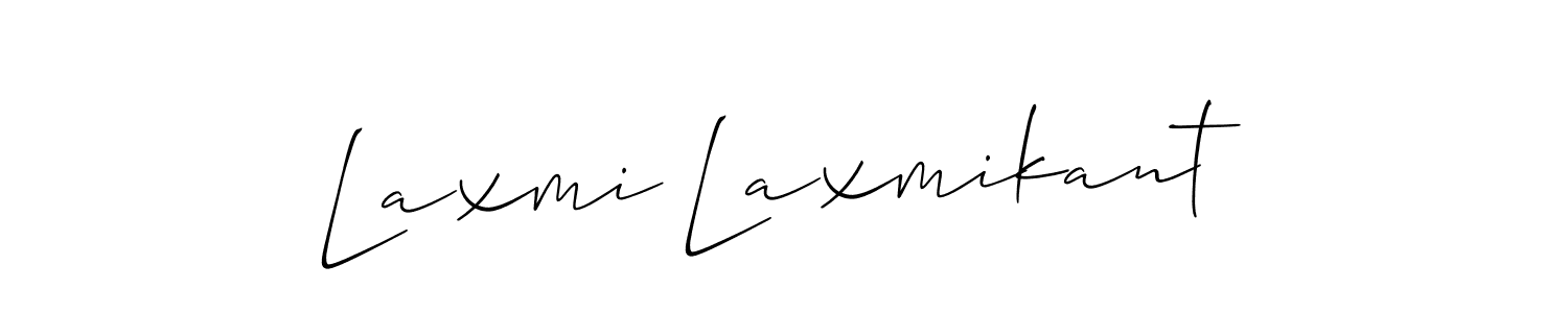 Allison_Script is a professional signature style that is perfect for those who want to add a touch of class to their signature. It is also a great choice for those who want to make their signature more unique. Get Laxmi Laxmikant name to fancy signature for free. Laxmi Laxmikant signature style 2 images and pictures png