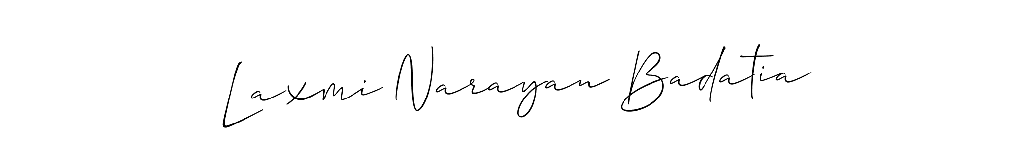 if you are searching for the best signature style for your name Laxmi Narayan Badatia. so please give up your signature search. here we have designed multiple signature styles  using Allison_Script. Laxmi Narayan Badatia signature style 2 images and pictures png