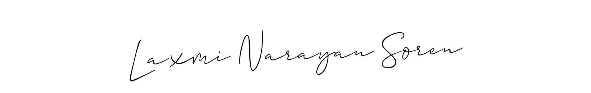 You should practise on your own different ways (Allison_Script) to write your name (Laxmi Narayan Soren) in signature. don't let someone else do it for you. Laxmi Narayan Soren signature style 2 images and pictures png