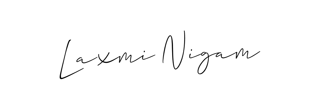 Design your own signature with our free online signature maker. With this signature software, you can create a handwritten (Allison_Script) signature for name Laxmi Nigam. Laxmi Nigam signature style 2 images and pictures png