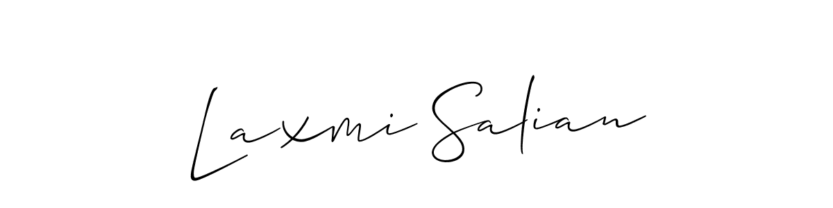 It looks lik you need a new signature style for name Laxmi Salian. Design unique handwritten (Allison_Script) signature with our free signature maker in just a few clicks. Laxmi Salian signature style 2 images and pictures png