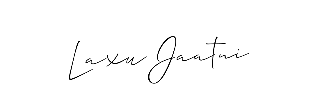 Allison_Script is a professional signature style that is perfect for those who want to add a touch of class to their signature. It is also a great choice for those who want to make their signature more unique. Get Laxu Jaatni name to fancy signature for free. Laxu Jaatni signature style 2 images and pictures png