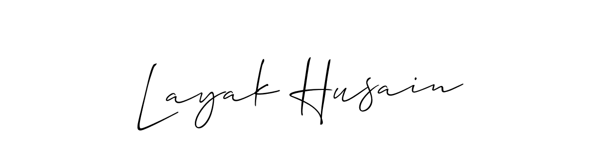 You should practise on your own different ways (Allison_Script) to write your name (Layak Husain) in signature. don't let someone else do it for you. Layak Husain signature style 2 images and pictures png