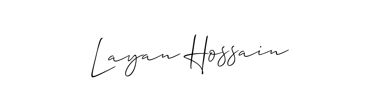 Use a signature maker to create a handwritten signature online. With this signature software, you can design (Allison_Script) your own signature for name Layan Hossain. Layan Hossain signature style 2 images and pictures png