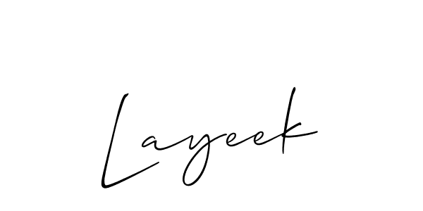 Design your own signature with our free online signature maker. With this signature software, you can create a handwritten (Allison_Script) signature for name Layeek. Layeek signature style 2 images and pictures png
