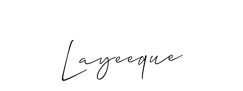 How to make Layeeque name signature. Use Allison_Script style for creating short signs online. This is the latest handwritten sign. Layeeque signature style 2 images and pictures png