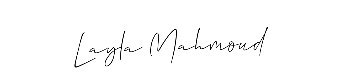 You should practise on your own different ways (Allison_Script) to write your name (Layla Mahmoud) in signature. don't let someone else do it for you. Layla Mahmoud signature style 2 images and pictures png