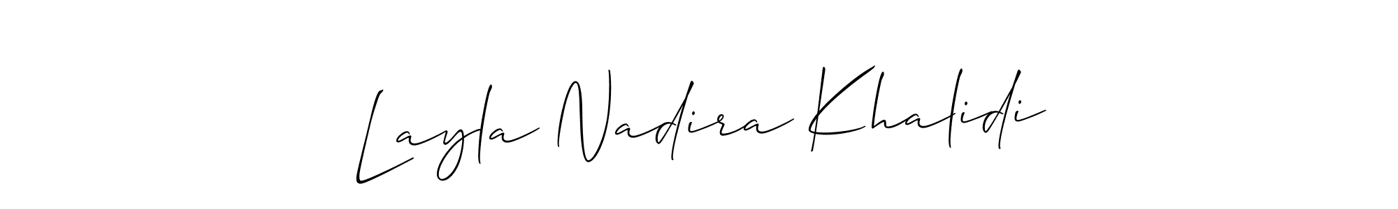 Use a signature maker to create a handwritten signature online. With this signature software, you can design (Allison_Script) your own signature for name Layla Nadira Khalidi. Layla Nadira Khalidi signature style 2 images and pictures png