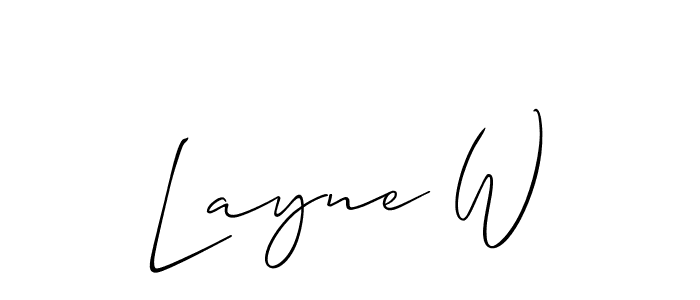 How to make Layne W name signature. Use Allison_Script style for creating short signs online. This is the latest handwritten sign. Layne W signature style 2 images and pictures png