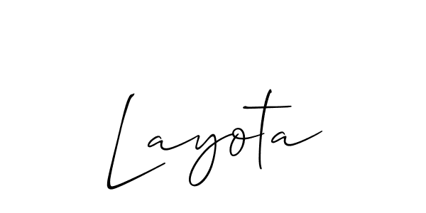 The best way (Allison_Script) to make a short signature is to pick only two or three words in your name. The name Layota include a total of six letters. For converting this name. Layota signature style 2 images and pictures png