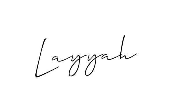 Design your own signature with our free online signature maker. With this signature software, you can create a handwritten (Allison_Script) signature for name Layyah. Layyah signature style 2 images and pictures png