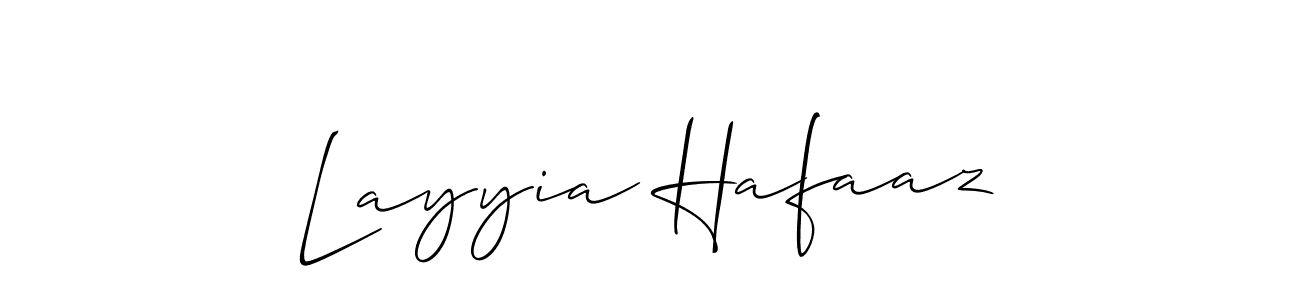 How to make Layyia Hafaaz name signature. Use Allison_Script style for creating short signs online. This is the latest handwritten sign. Layyia Hafaaz signature style 2 images and pictures png