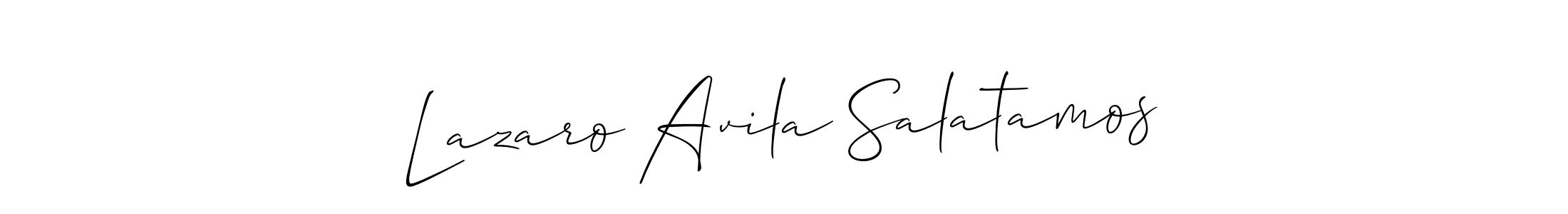 You should practise on your own different ways (Allison_Script) to write your name (Lazaro Avila Salatamos) in signature. don't let someone else do it for you. Lazaro Avila Salatamos signature style 2 images and pictures png