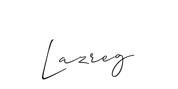 Use a signature maker to create a handwritten signature online. With this signature software, you can design (Allison_Script) your own signature for name Lazreg. Lazreg signature style 2 images and pictures png