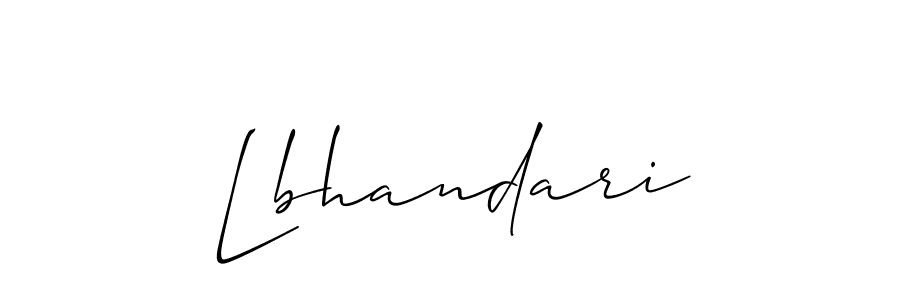 Create a beautiful signature design for name Lbhandari. With this signature (Allison_Script) fonts, you can make a handwritten signature for free. Lbhandari signature style 2 images and pictures png