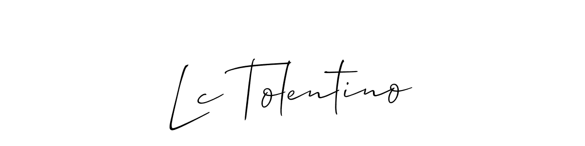 The best way (Allison_Script) to make a short signature is to pick only two or three words in your name. The name Lc Tolentino include a total of six letters. For converting this name. Lc Tolentino signature style 2 images and pictures png