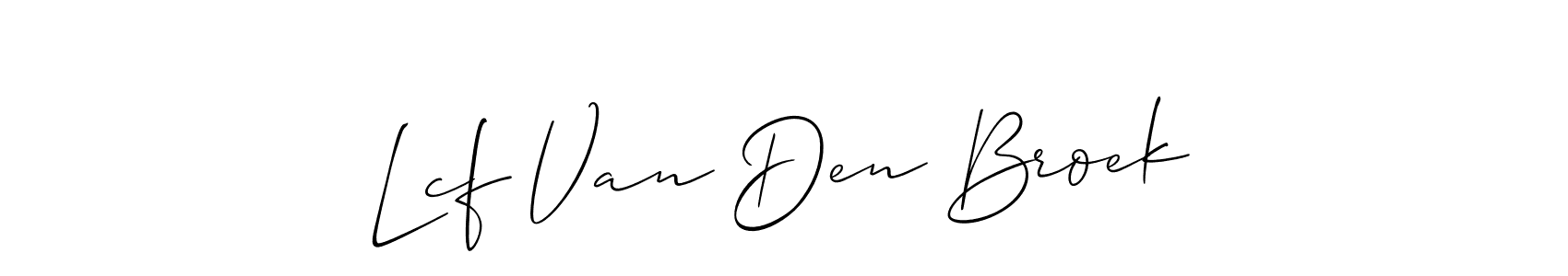 The best way (Allison_Script) to make a short signature is to pick only two or three words in your name. The name Lcf Van Den Broek include a total of six letters. For converting this name. Lcf Van Den Broek signature style 2 images and pictures png