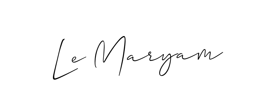 Allison_Script is a professional signature style that is perfect for those who want to add a touch of class to their signature. It is also a great choice for those who want to make their signature more unique. Get Le Maryam name to fancy signature for free. Le Maryam signature style 2 images and pictures png
