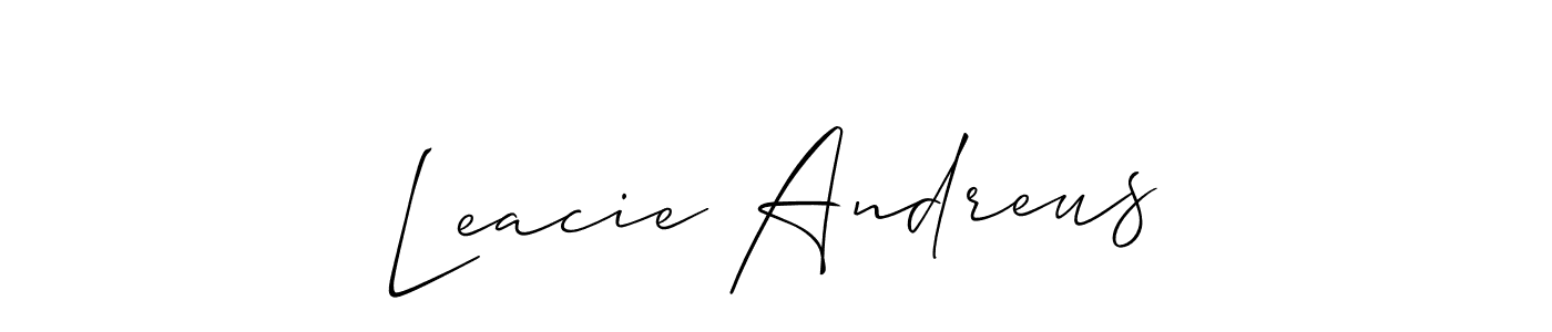 Also You can easily find your signature by using the search form. We will create Leacie Andreus name handwritten signature images for you free of cost using Allison_Script sign style. Leacie Andreus signature style 2 images and pictures png