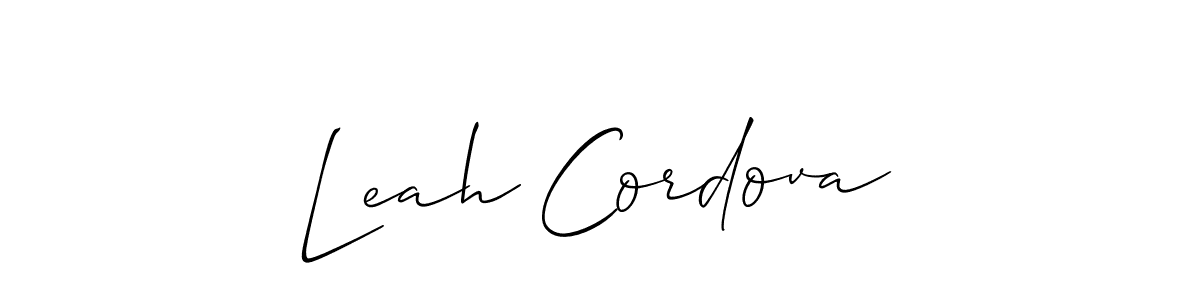 How to Draw Leah Cordova signature style? Allison_Script is a latest design signature styles for name Leah Cordova. Leah Cordova signature style 2 images and pictures png