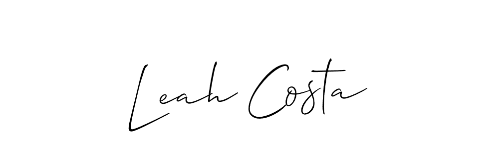 The best way (Allison_Script) to make a short signature is to pick only two or three words in your name. The name Leah Costa include a total of six letters. For converting this name. Leah Costa signature style 2 images and pictures png