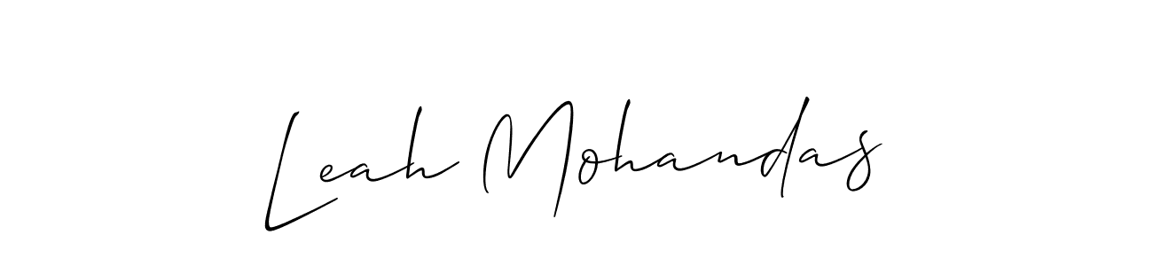 Create a beautiful signature design for name Leah Mohandas. With this signature (Allison_Script) fonts, you can make a handwritten signature for free. Leah Mohandas signature style 2 images and pictures png