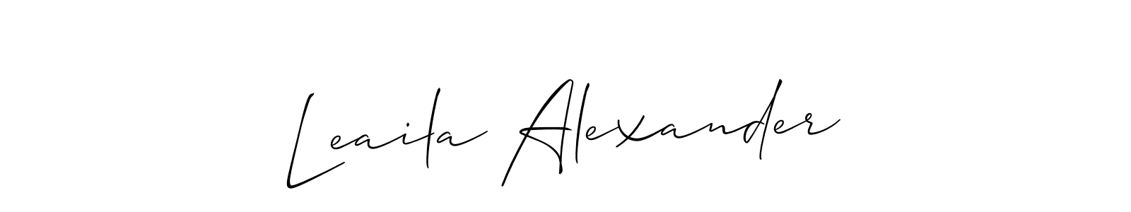 Make a short Leaila Alexander signature style. Manage your documents anywhere anytime using Allison_Script. Create and add eSignatures, submit forms, share and send files easily. Leaila Alexander signature style 2 images and pictures png