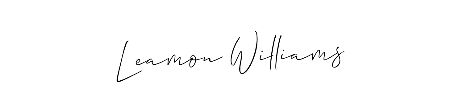 The best way (Allison_Script) to make a short signature is to pick only two or three words in your name. The name Leamon Williams include a total of six letters. For converting this name. Leamon Williams signature style 2 images and pictures png