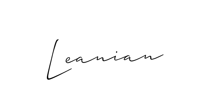 Create a beautiful signature design for name Leanian. With this signature (Allison_Script) fonts, you can make a handwritten signature for free. Leanian signature style 2 images and pictures png