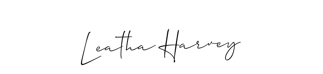 if you are searching for the best signature style for your name Leatha Harvey. so please give up your signature search. here we have designed multiple signature styles  using Allison_Script. Leatha Harvey signature style 2 images and pictures png