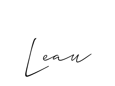 Design your own signature with our free online signature maker. With this signature software, you can create a handwritten (Allison_Script) signature for name Leau. Leau signature style 2 images and pictures png