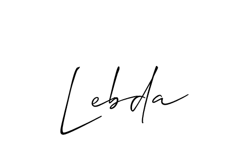 The best way (Allison_Script) to make a short signature is to pick only two or three words in your name. The name Lebda include a total of six letters. For converting this name. Lebda signature style 2 images and pictures png